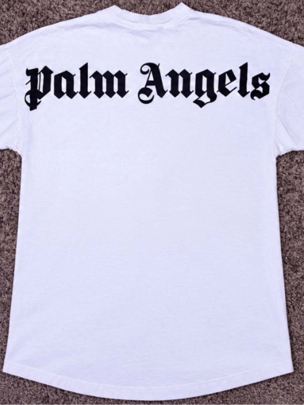Palm Angels Mens Oversized Fit  Size L White Logo Back Tee